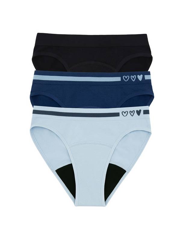 LOVE LUNA Girls 3 Pair Pack Seamfree Period Briefs Snowflake 10-11 years